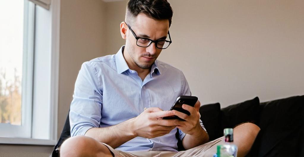 man trading with stp broker in his phone